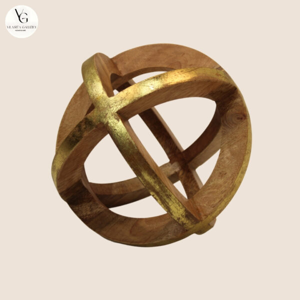 Wooden Sphere Tabletop Decor– Modern Round Accent for Home & Office