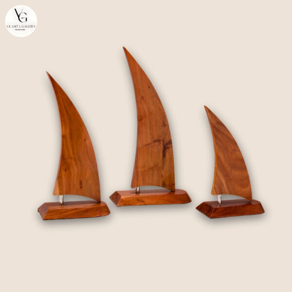 Wooden Ship Shape Tabletop Decor– Modern Nautical Home Accent