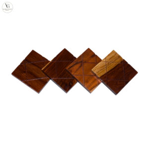 Handcrafted wooden square coasters made of Sheesham wood – tea & coffee set by Vilasita Gallery