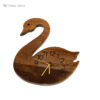 Medium wooden duck shaped wall clock, handcrafted solid acacia wood analog wall watch for living room and home décor.