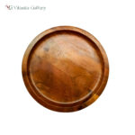 Wooden dinner plate set of 4 in rectangular design made from solid mango wood with natural brown finish for serving food.